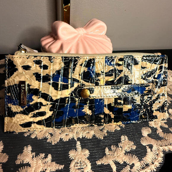 Brahmin Jaguar Ombre Melbourne Credit Card Wallet Croc Leather NWT